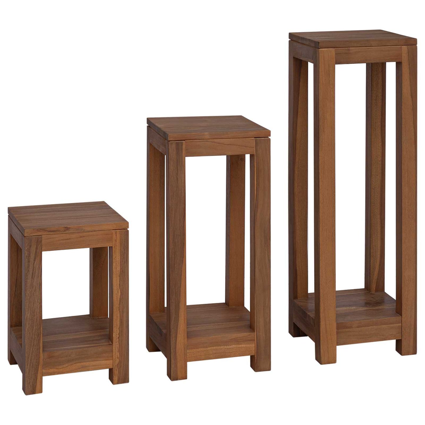 Plant Stand 3 pcs Natural 25 x 25 x 80 cm Solid Teak Wood