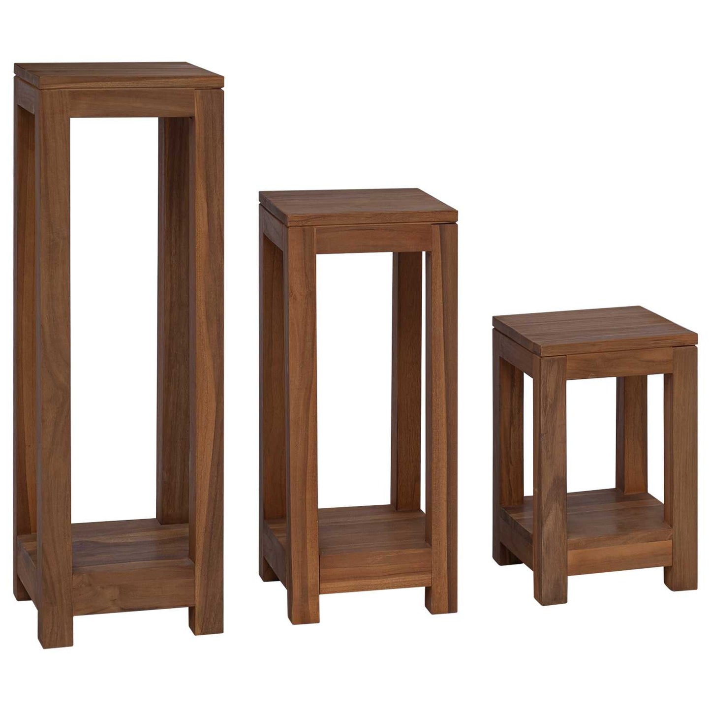 Plant Stand 3 pcs Natural 25 x 25 x 80 cm Solid Teak Wood