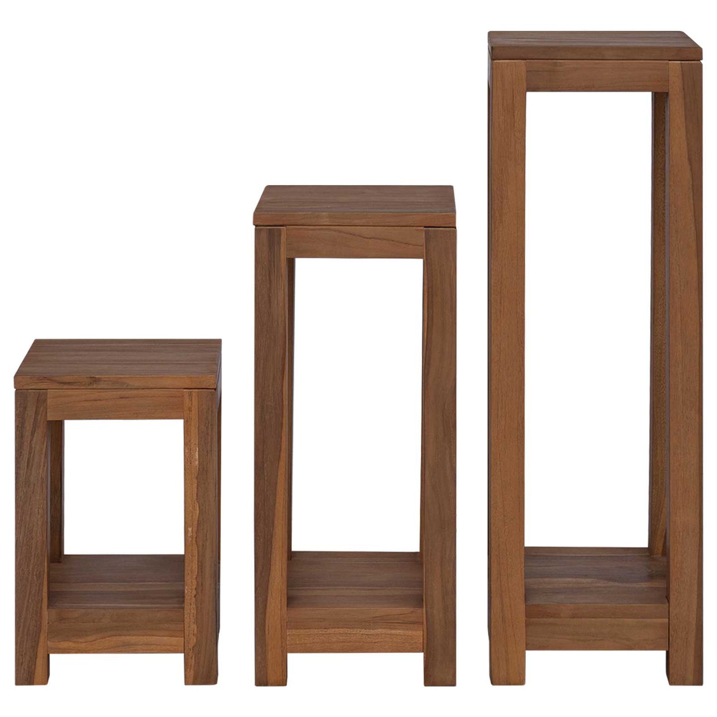 Plant Stand 3 pcs Natural 25 x 25 x 80 cm Solid Teak Wood