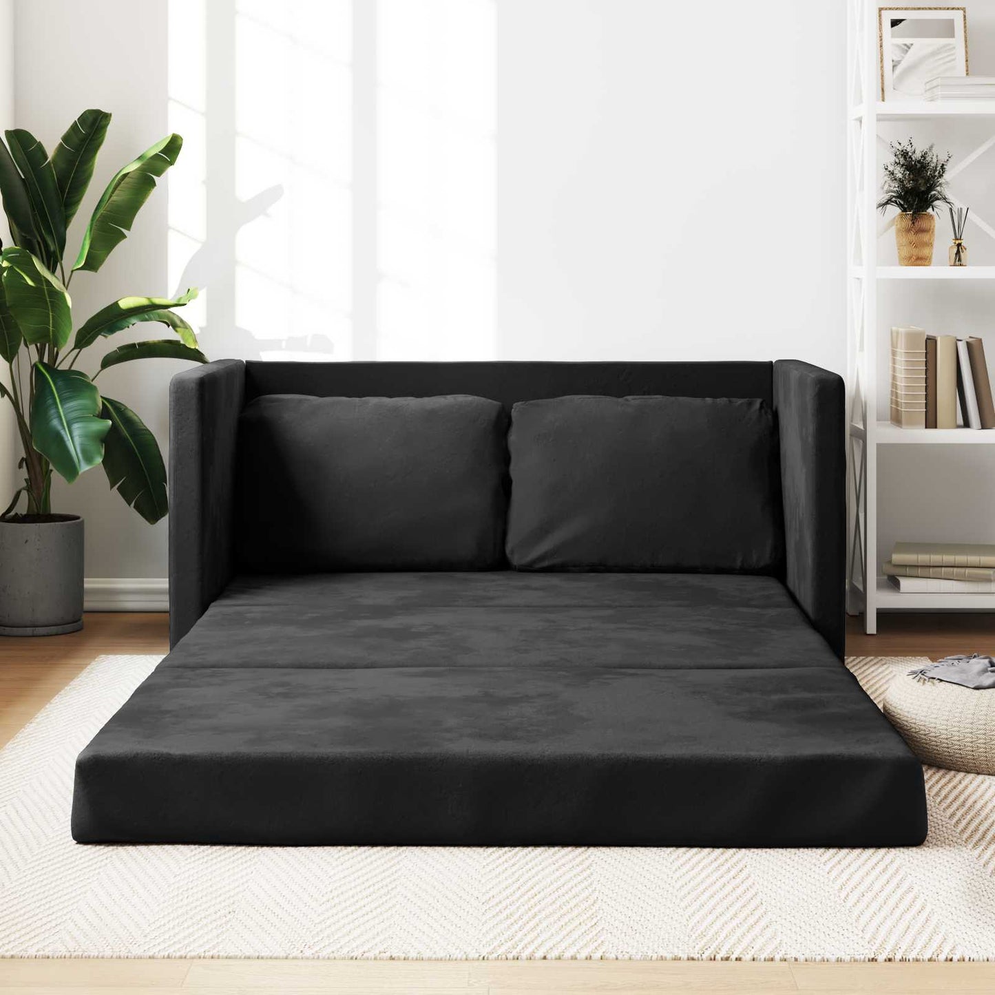 Folding Sofa Bed Black 122 x 70 x 60 cm Velvet