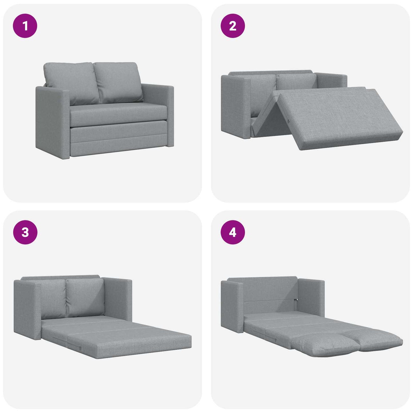 Folding Sofa Bed Light Grey 112 x 60 x 55 cm Fabric