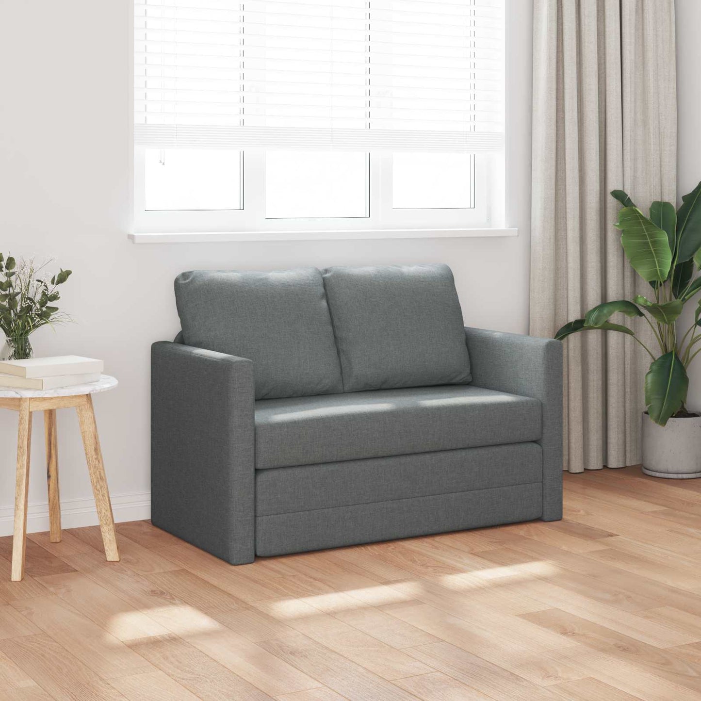 Folding Sofa Bed Dark Grey 112 x 60 x 55 cm Fabric