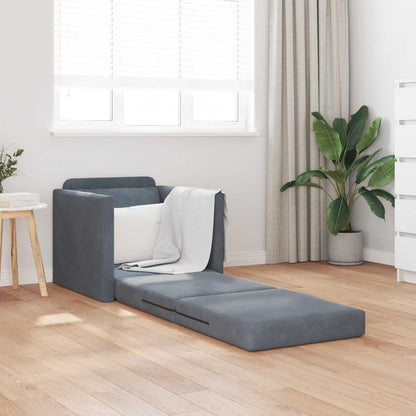 Folding Sofa Bed Dark Grey 74 x 77 x 81 cm Velvet