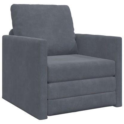 Folding Sofa Bed Dark Grey 74 x 77 x 81 cm Velvet