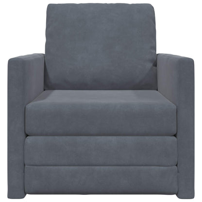 Folding Sofa Bed Dark Grey 74 x 77 x 81 cm Velvet