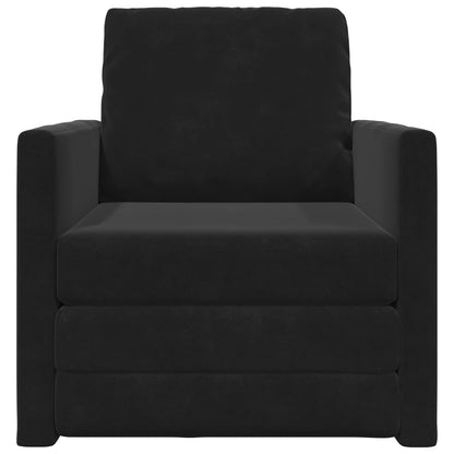 Folding Sofa Bed Black 74 x 77 x 81 cm Velvet