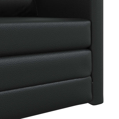 Folding Sofa Bed Black 74 x 77 x 81 cm Faux Leather