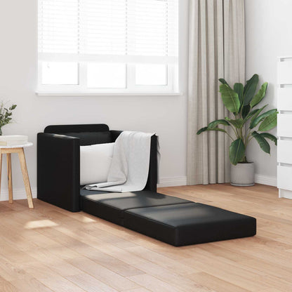 Folding Sofa Bed Black 74 x 77 x 81 cm Faux Leather
