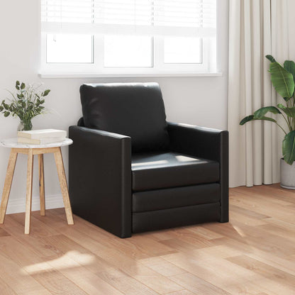 Folding Sofa Bed Black 74 x 77 x 81 cm Faux Leather