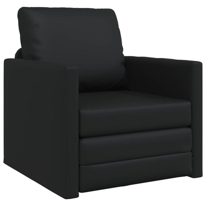 Folding Sofa Bed Black 74 x 77 x 81 cm Faux Leather