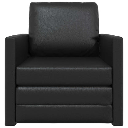 Folding Sofa Bed Black 74 x 77 x 81 cm Faux Leather