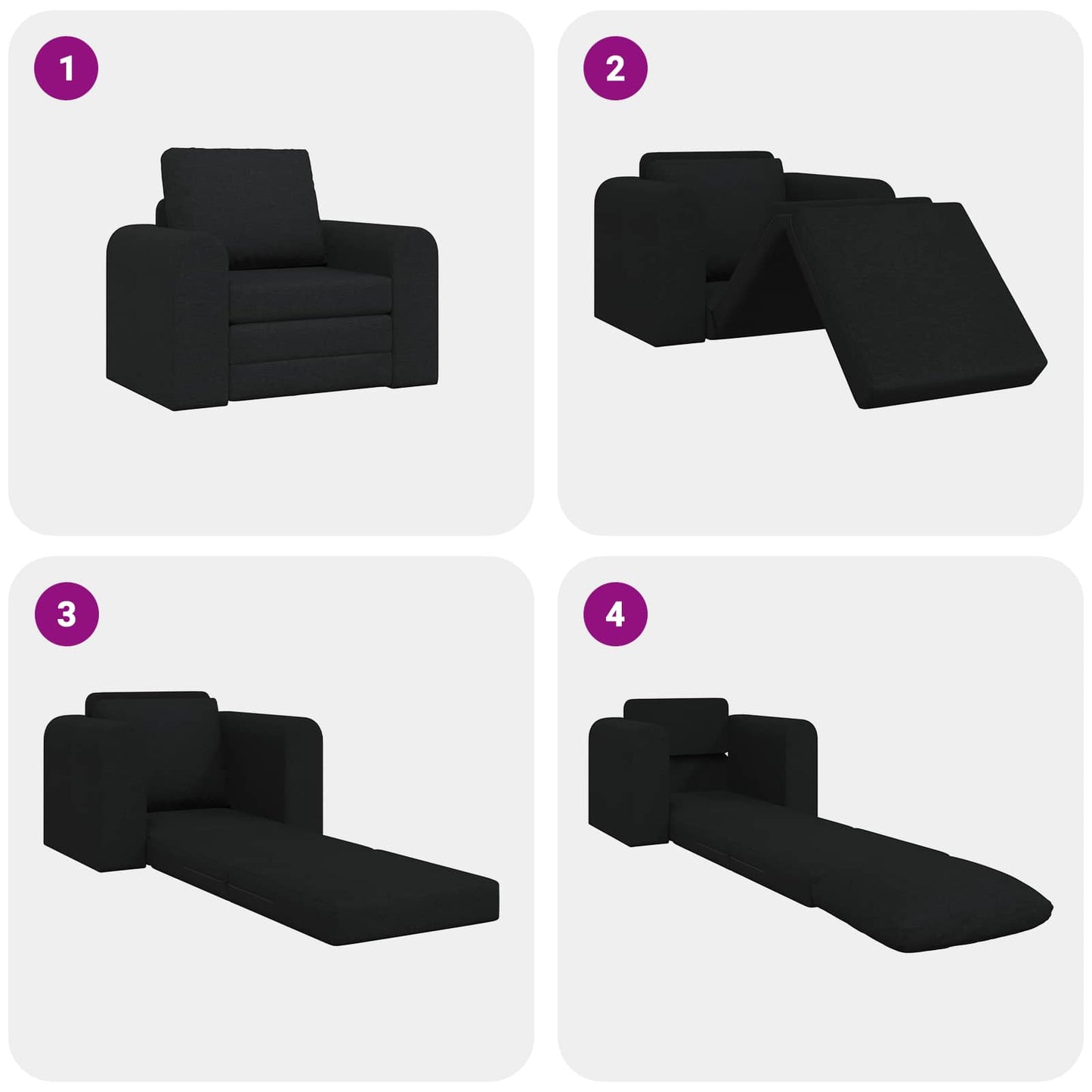 Folding Sofa Bed Black 98 x 71 x 83 cm Fabric