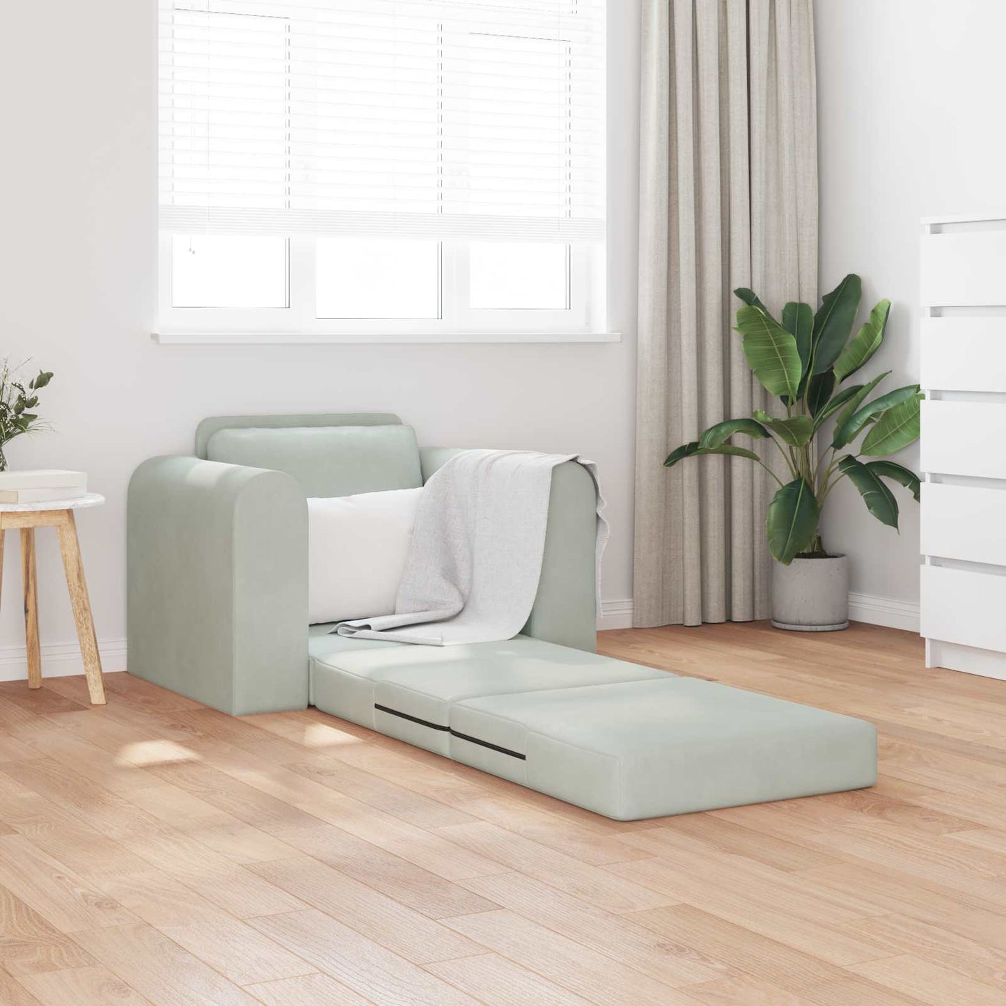 Folding Sofa Bed Light Grey 98 x 71 x 83 cm Velvet
