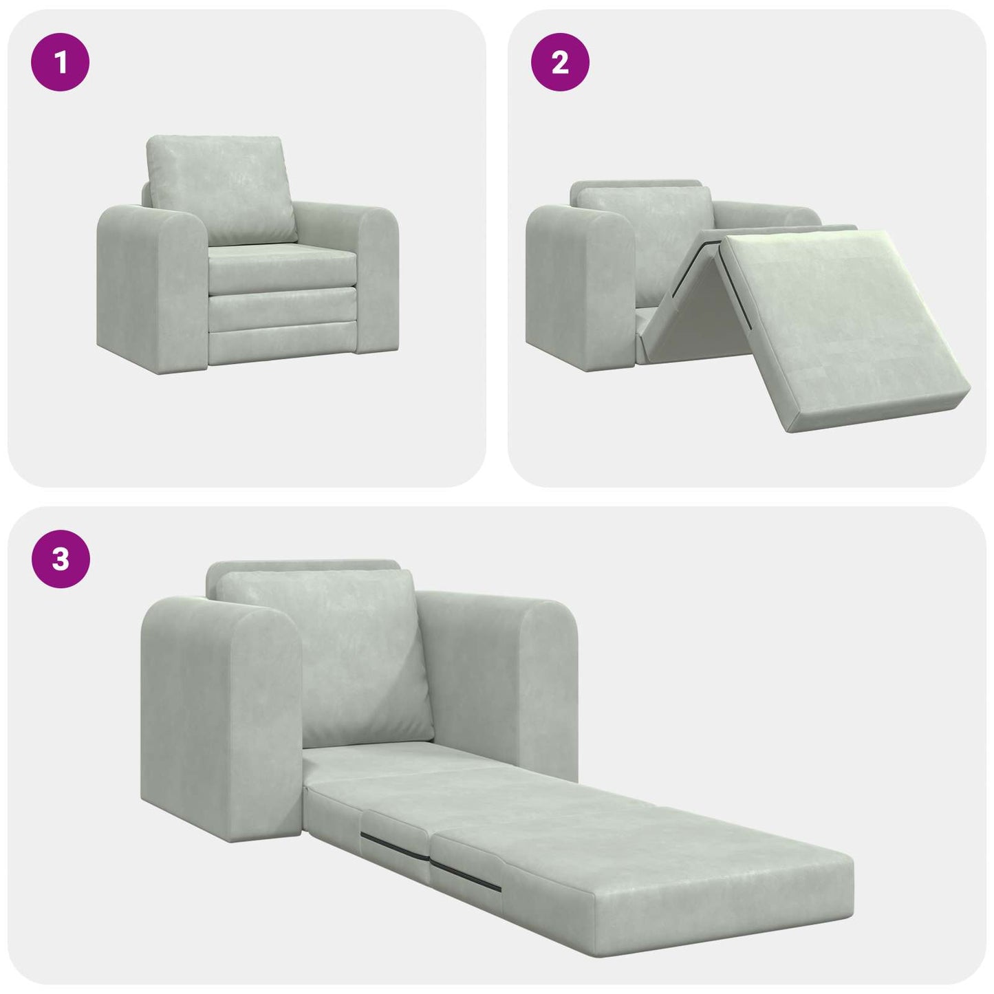 Folding Sofa Bed Light Grey 98 x 71 x 83 cm Velvet