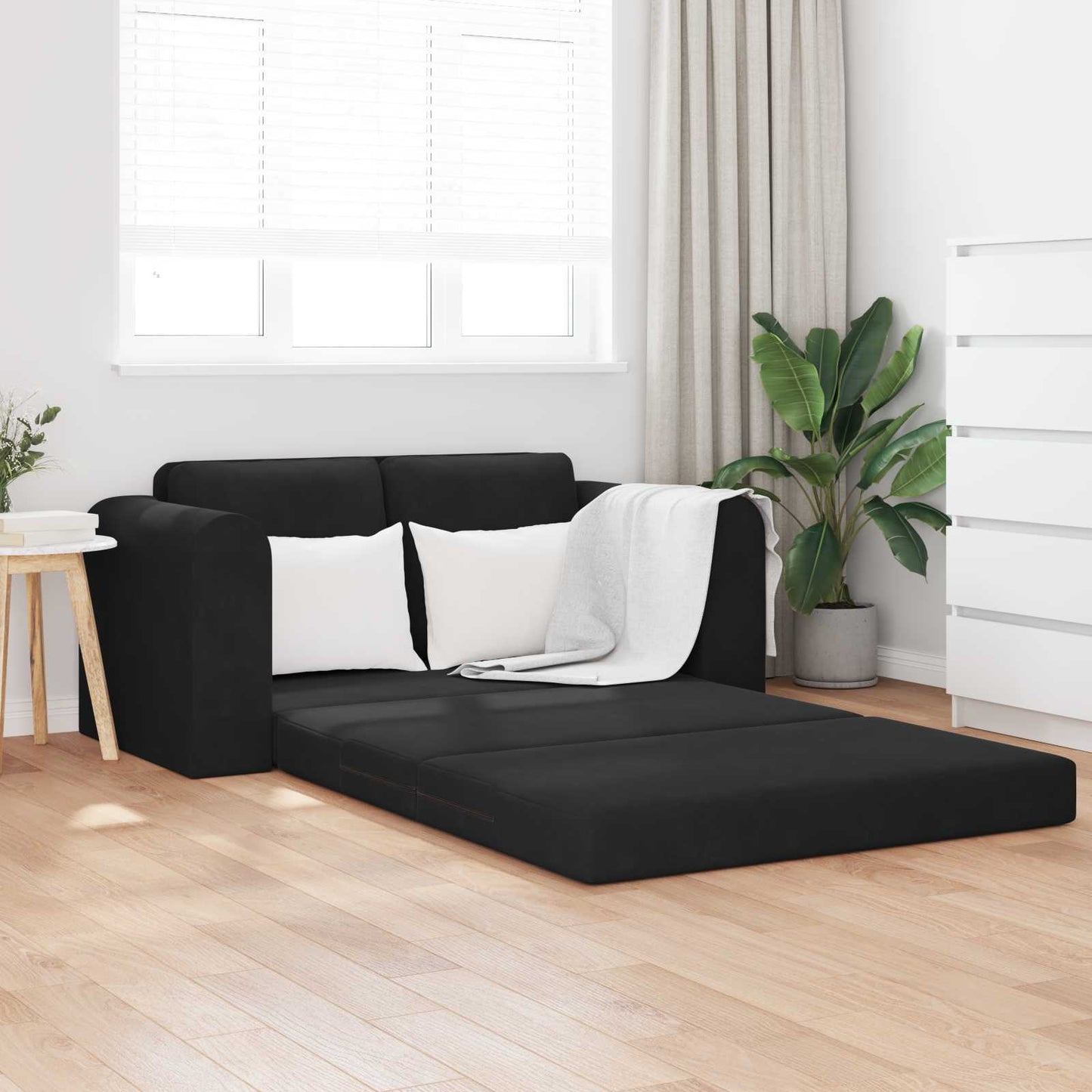 Folding Sofa Bed Black 148 x 71 x 83 cm Velvet