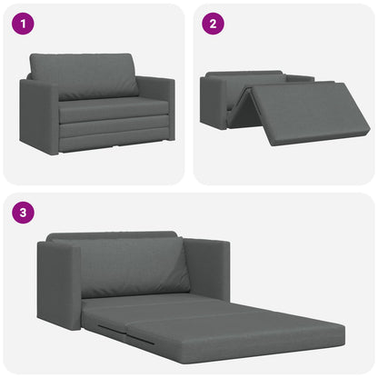 2-Seater Folding Sofa Bed Dark Grey 124 x 71 x 78 cm Fabric
