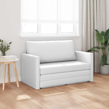 Folding Sofa Bed White 124 x 71 x 78 cm Faux Leather