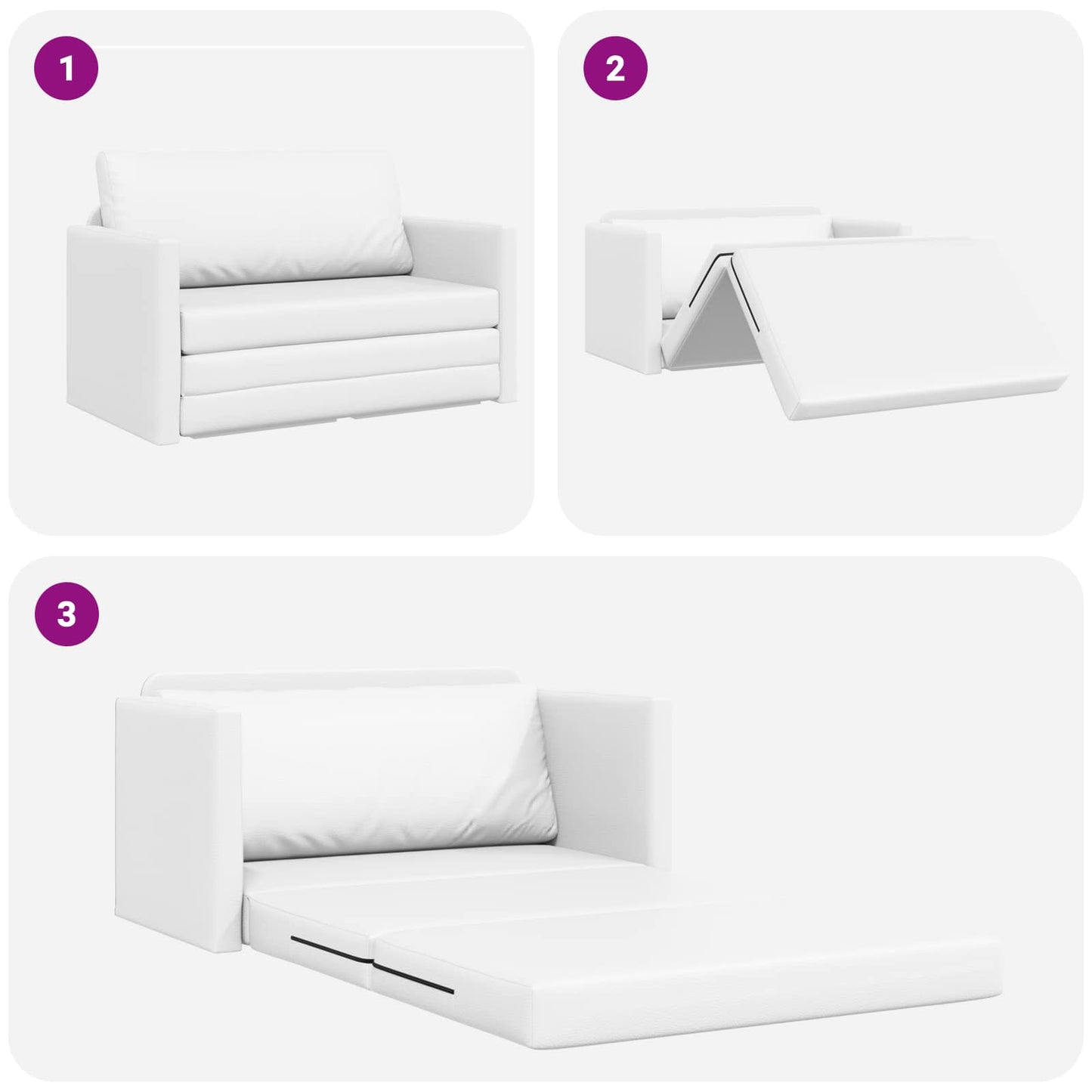 Folding Sofa Bed White 124 x 71 x 78 cm Faux Leather