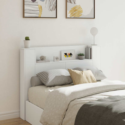 Headboard Cabinet with LED White 140 x 16.5 x 103.5 cm