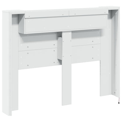 Headboard Cabinet with LED White 140 x 16.5 x 103.5 cm