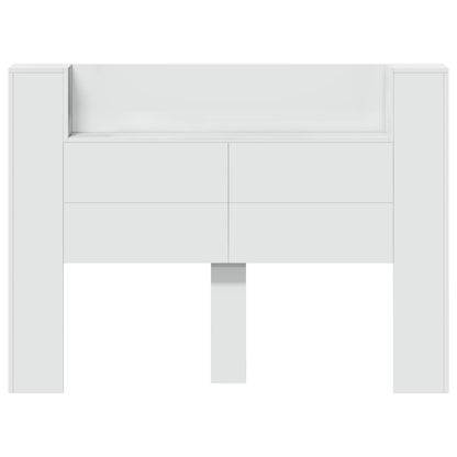 Headboard Cabinet with LED White 140 x 16.5 x 103.5 cm