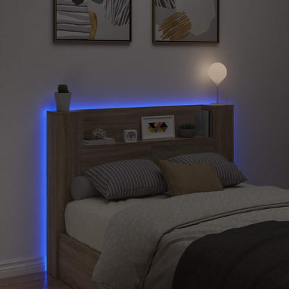 Headboard Cabinet with LED Sonoma 140 x 16.5 x 103.5 cm