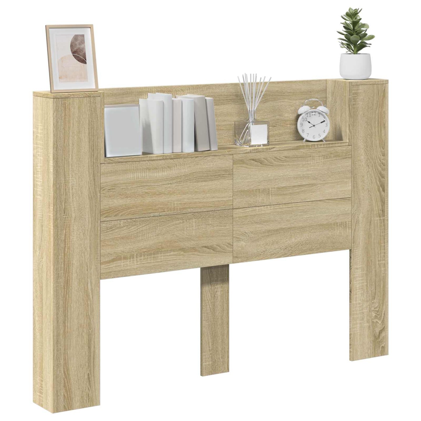 Headboard Cabinet with LED Sonoma 140 x 16.5 x 103.5 cm