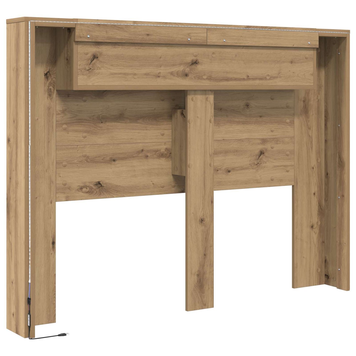 Headboard Cabinet with LED Artisan Oak Engineered Wood