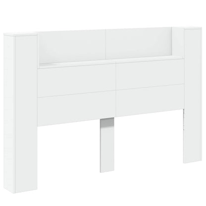 Headboard Cabinet with LED White 160 x 16.5 x 103.5 cm