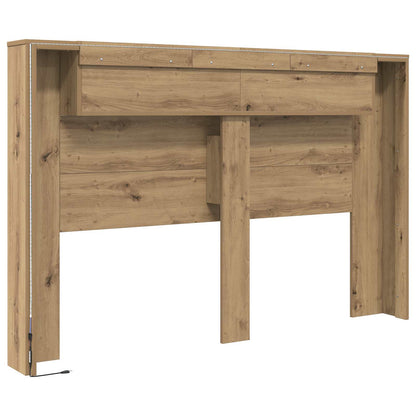 Headboard Cabinet with LED Artisan Oak 160 x 16.5 x 103.5 cm