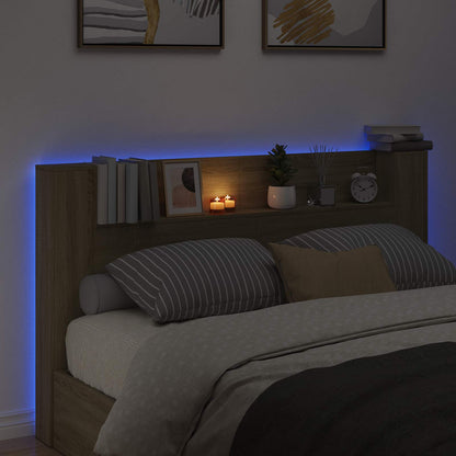 Headboard Cabinet with LED Sonoma 180 x 16.5 x 103.5 cm