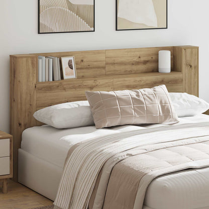 Headboard Cabinet with LED Artisian Oak 180 x 16.5 x 103.5 cm