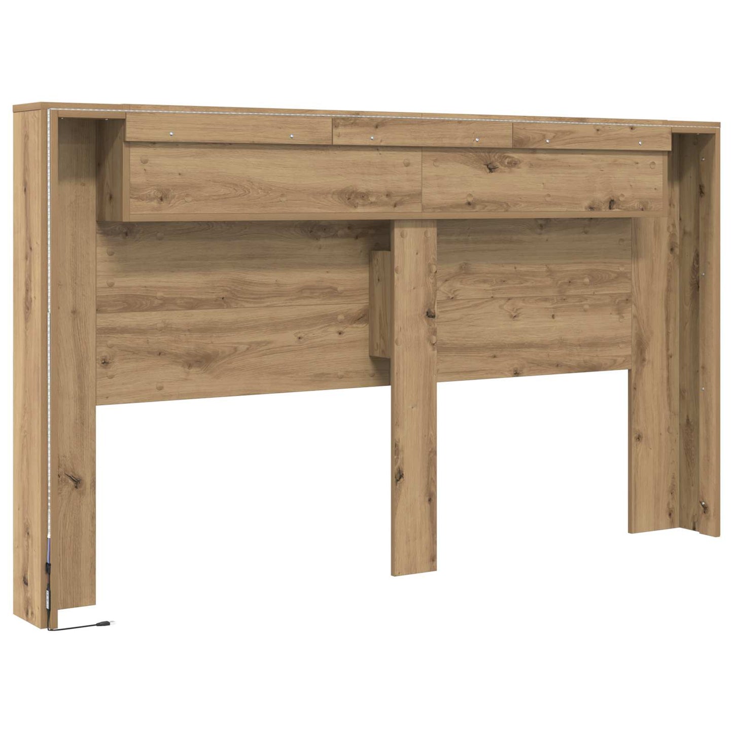 Headboard Cabinet with LED Artisian Oak 180 x 16.5 x 103.5 cm