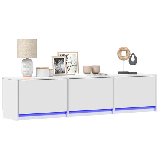 TV Cabinet with LED White 165 x 34 x 40 cm Engineered Wood
