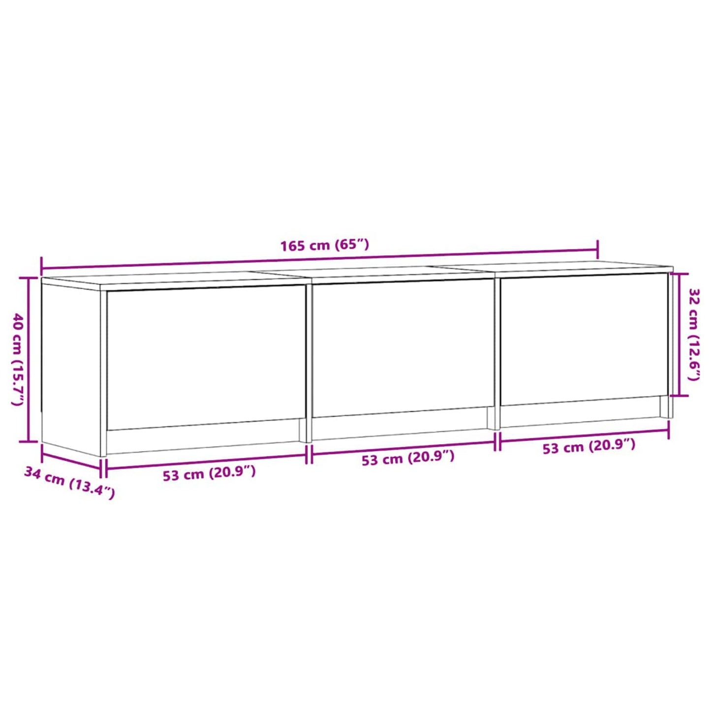TV Cabinet with LED White 165 x 34 x 40 cm Engineered Wood
