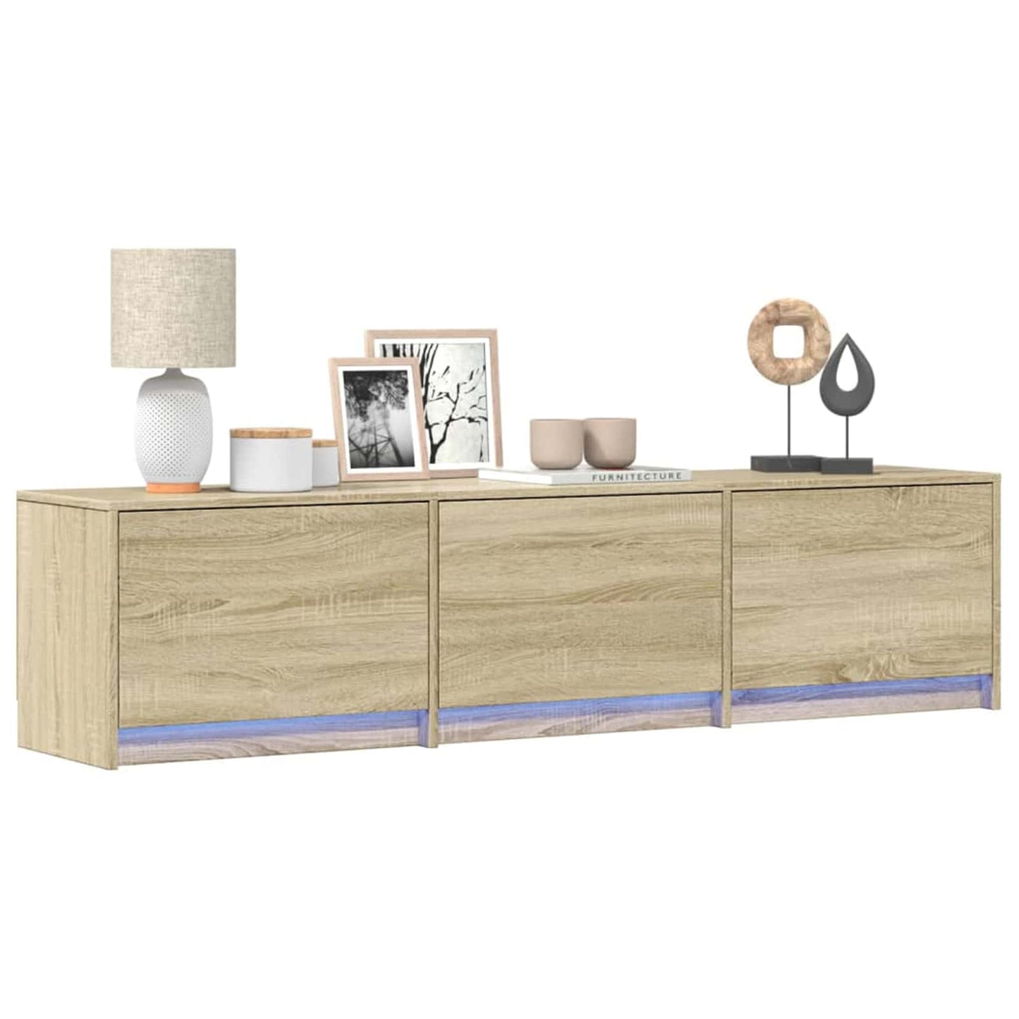 TV Cabinet with LED Sonoma 165 x 34 x 40 cm Engineered Wood
