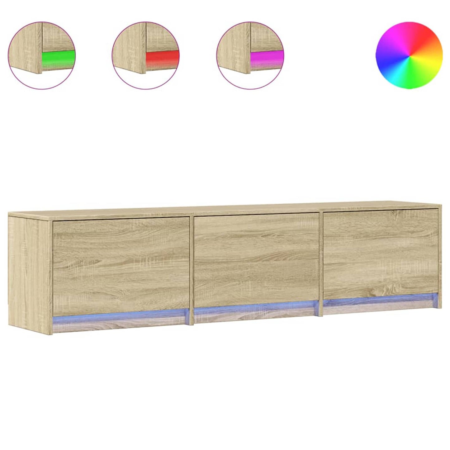 TV Cabinet with LED Sonoma 165 x 34 x 40 cm Engineered Wood