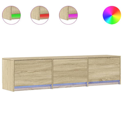 TV Cabinet with LED Sonoma 165 x 34 x 40 cm Engineered Wood