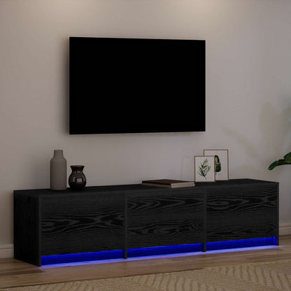 TV Cabinet with LED Black Oak 165 x 34 x 40 cm Engineered Wood