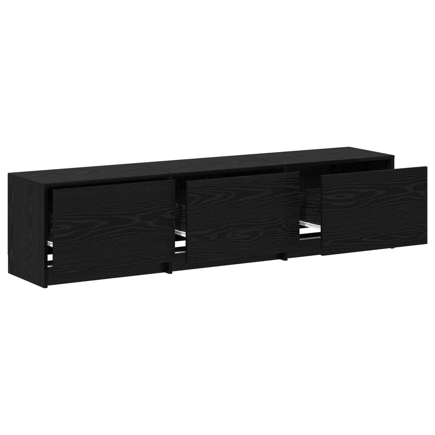 TV Cabinet with LED Black Oak 165 x 34 x 40 cm Engineered Wood