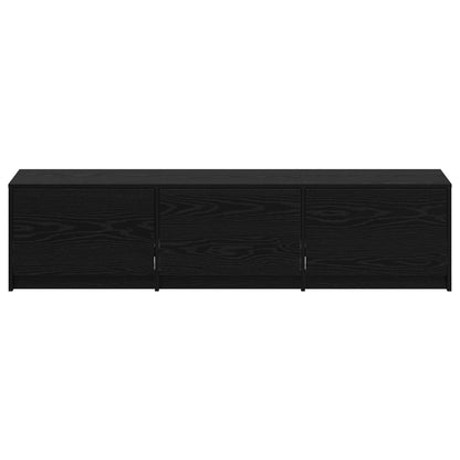 TV Cabinet with LED Black Oak 165 x 34 x 40 cm Engineered Wood