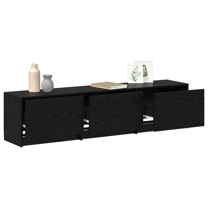 TV Cabinet with LED Black Oak 165 x 34 x 40 cm Engineered Wood