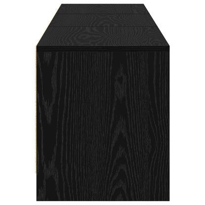 TV Cabinet with LED Black Oak 165 x 34 x 40 cm Engineered Wood