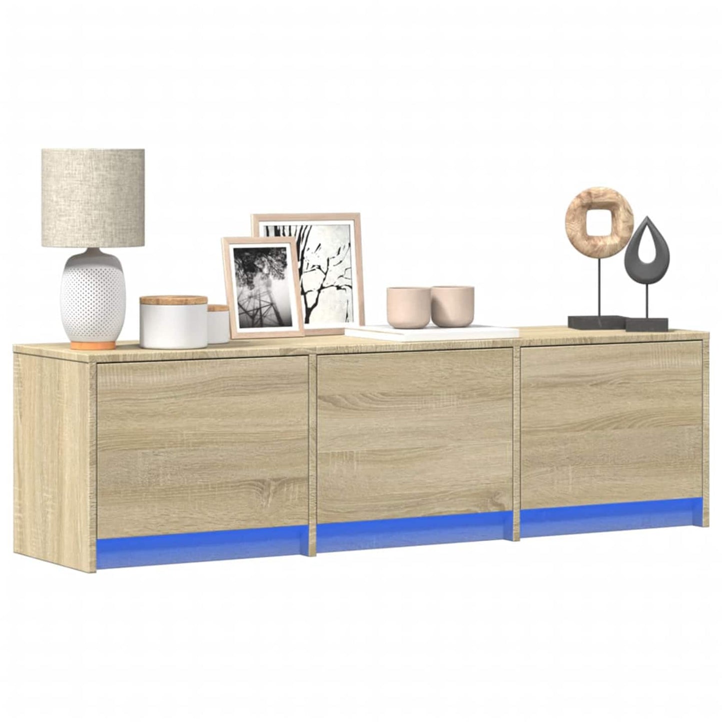 TV Cabinet with LED Sonoma 140 x 34 x 40 cm Engineered Wood