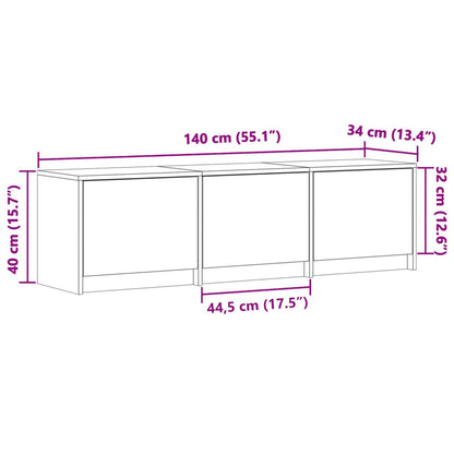 TV Cabinet with LED Sonoma 140 x 34 x 40 cm Engineered Wood