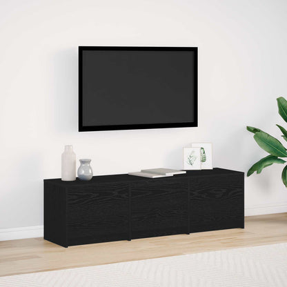 TV Cabinet with LED Black Oak 140 x 34 x 40 cm Engineered Wood