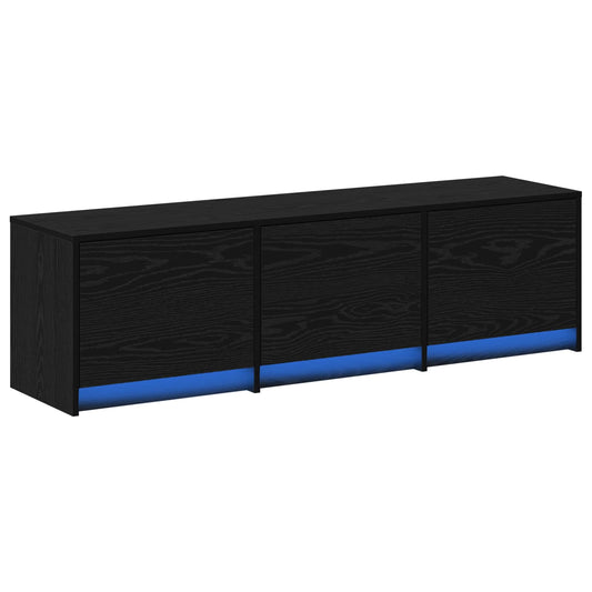 TV Cabinet with LED Black Oak 140 x 34 x 40 cm Engineered Wood
