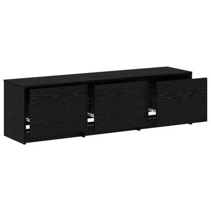 TV Cabinet with LED Black Oak 140 x 34 x 40 cm Engineered Wood