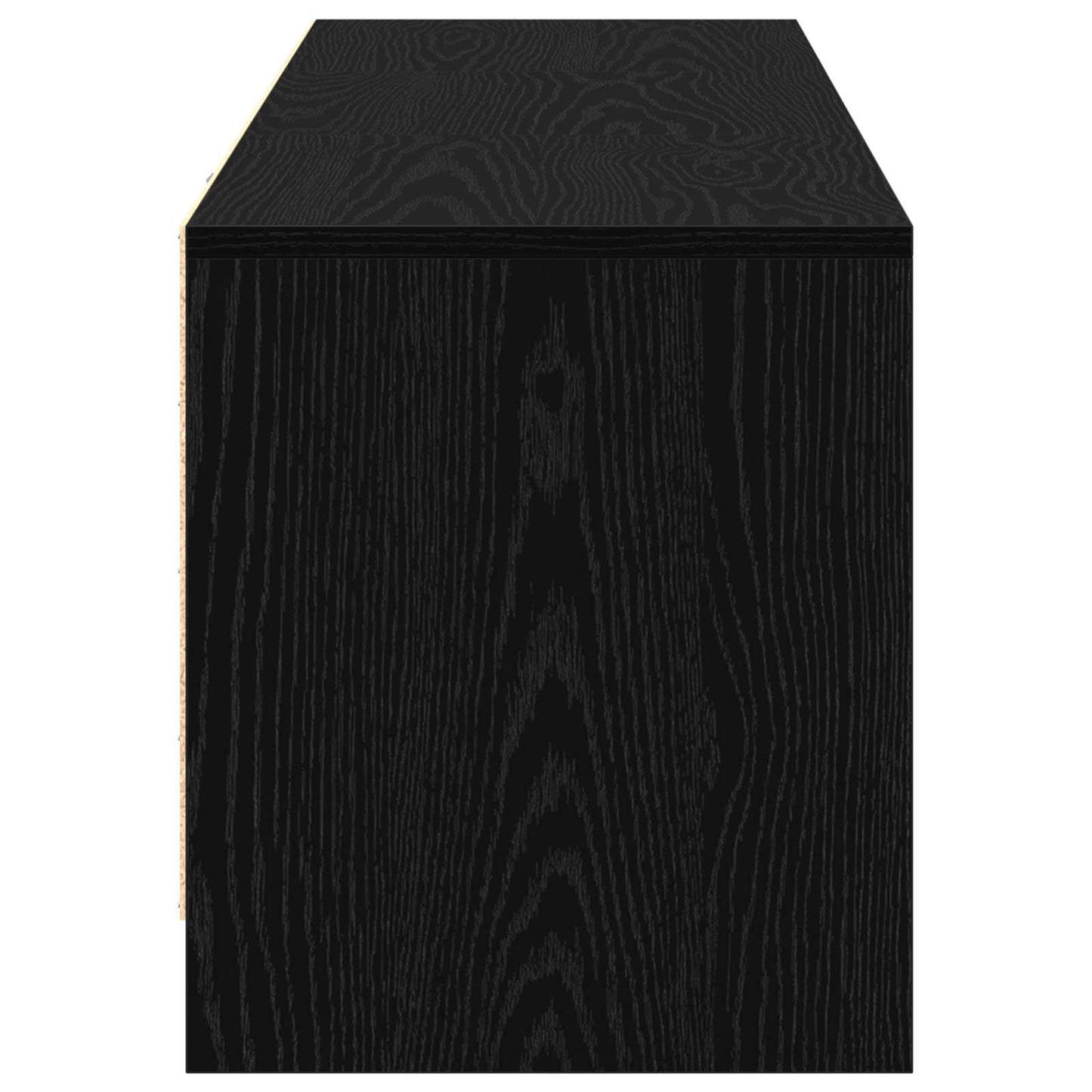 TV Cabinet with LED Black Oak 140 x 34 x 40 cm Engineered Wood