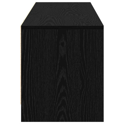 TV Cabinet with LED Black Oak 140 x 34 x 40 cm Engineered Wood